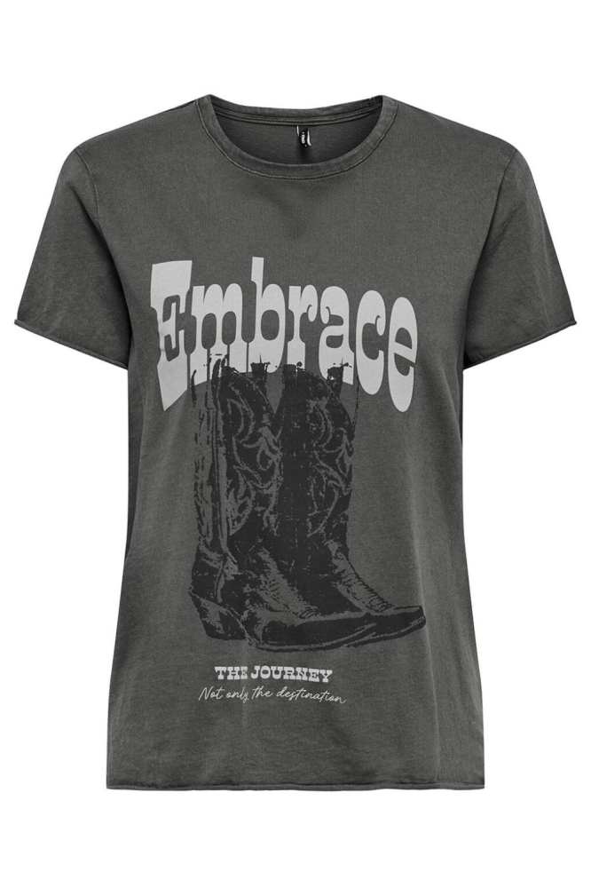 Only grijze dames t-shirt | Vooraanzicht