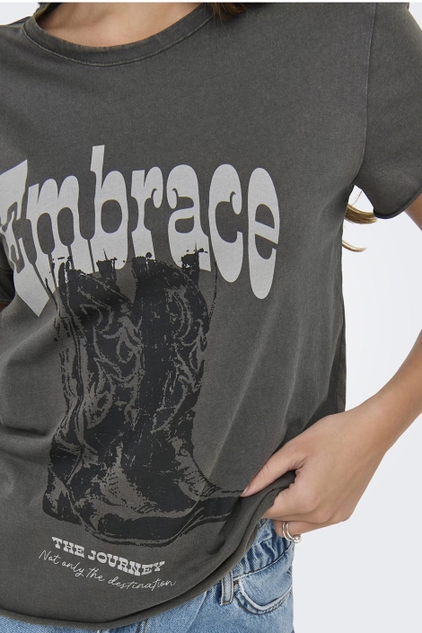 Only grijze dames t-shirt | Close up