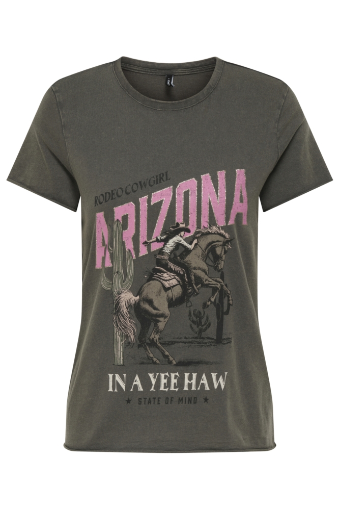 Only grijze dames t-shirt | Vooraanzicht