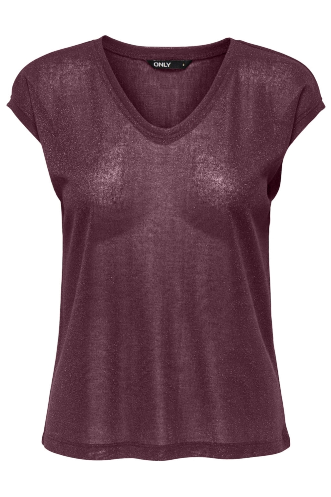 Only bordeaux dames t-shirt | Vooraanzicht