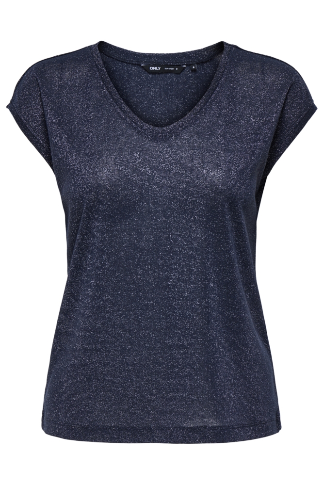 Only blauwe dames t-shirt | Vooraanzicht