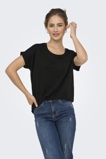 Only ONLMOSTER GLITTER S/S TOP NOOS JRS 15356991 BLACK/BLACK LURE