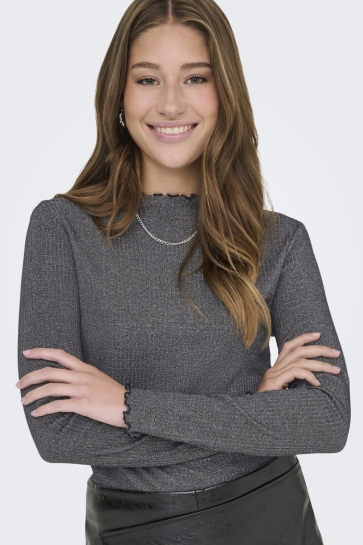 Only T-shirt ONLEMMA LIFE LS GLITTER TOP JRS NOO 15331094 Black/ Silver gli