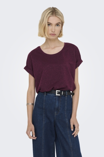 Only onlmoster glitter s/s top noos jrs Bordeaux