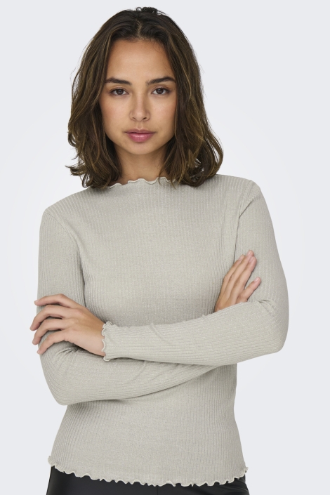 Only zilveren dames t-shirt | Model vooraanzicht