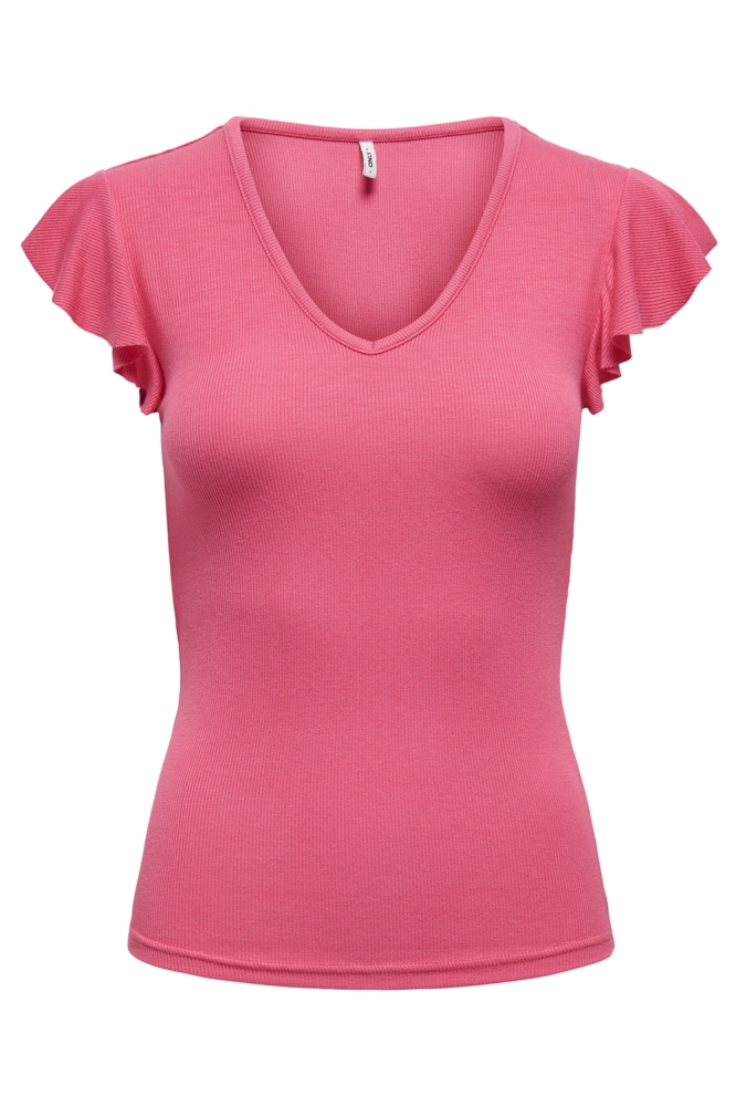 Only roze dames t-shirt | Vooraanzicht