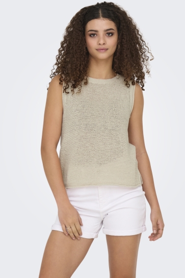 Only Top ONLSUNNY O-NECK TANK TOP KNT NOOS 15350925 Pumice Stone
