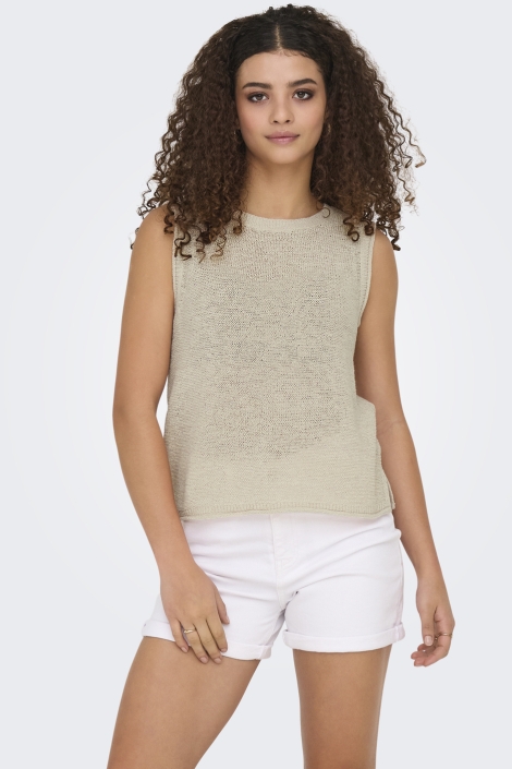 Only beige dames top | Model vooraanzicht