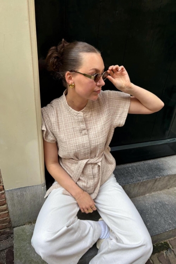 Vero Moda VMNINA SS BELT VEST TOP EXP 10340931 TAPIOCA