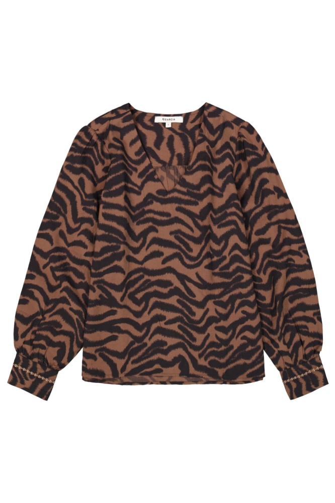 Garcia zwarte dames t-shirt | Vooraanzicht