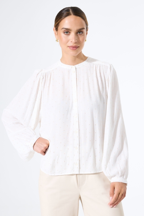 Garcia witte dames blouse | Model vooraanzicht