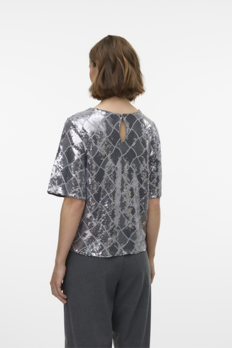 Vero Moda grijze dames t-shirt | Model achteraanzicht