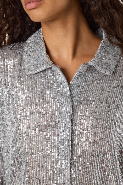 Noisy may zilveren dames blouse | Close up