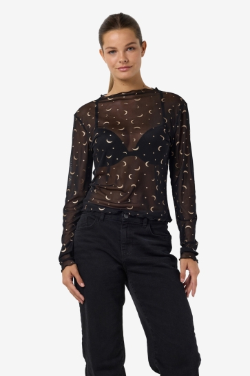 Noisy may NMSTAR FOIL L/S HIGH NECK MESH JRS 27030026 BLACK/COBBER MOONS