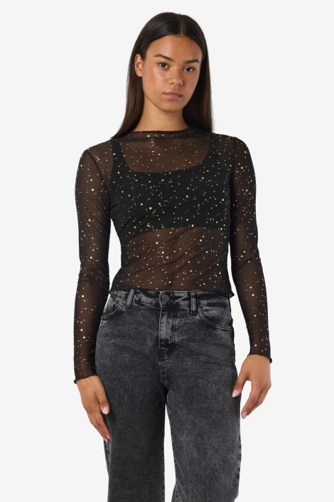 Noisy may zwarte dames top | Model vooraanzicht