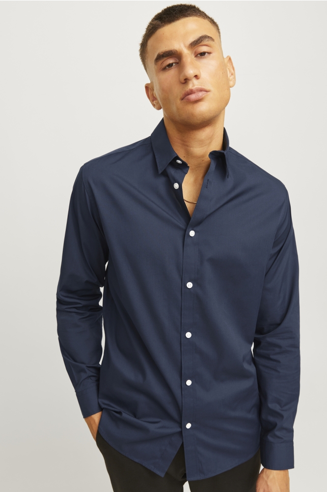 JJ Rebel blauwe heren overhemd | Model vooraanzicht