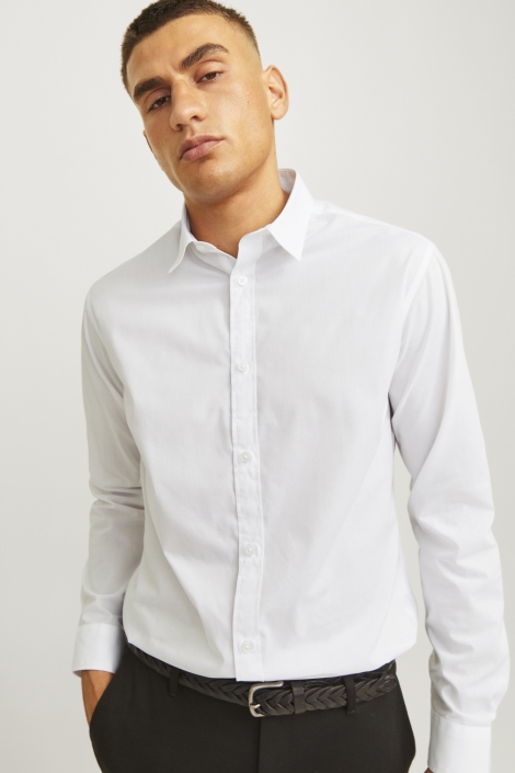 JJ Rebel witte heren overhemd | Vooraanzicht