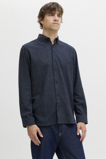 JJ Rebel Overhemd JREBIKE MELANGE SHIRT LS SN 12279481 Sky Captain