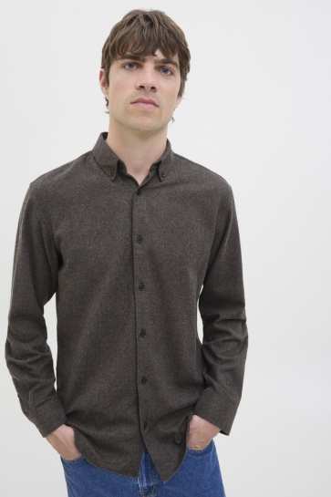 JJ Rebel Overhemd JREBIKE MELANGE SHIRT LS SN 12279481 Chocolate Torte