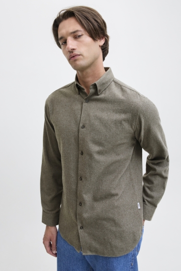 JJ Rebel Overhemd JREBIKE MELANGE SHIRT LS SN 12279481 Forest Night