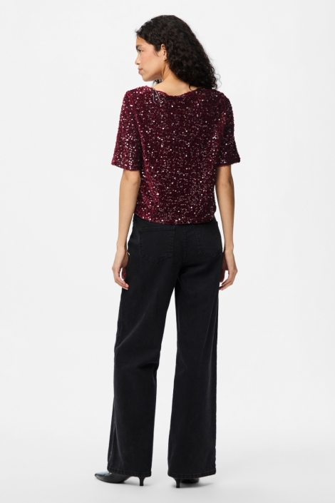 Pieces bordeaux dames t-shirt | Model