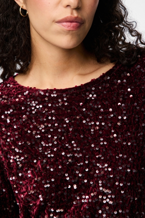 Pieces bordeaux dames t-shirt | Close up