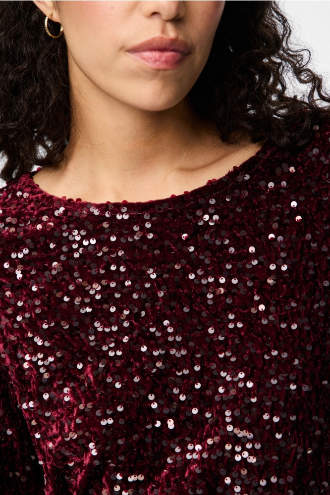 Pieces bordeaux dames t-shirt | Close up