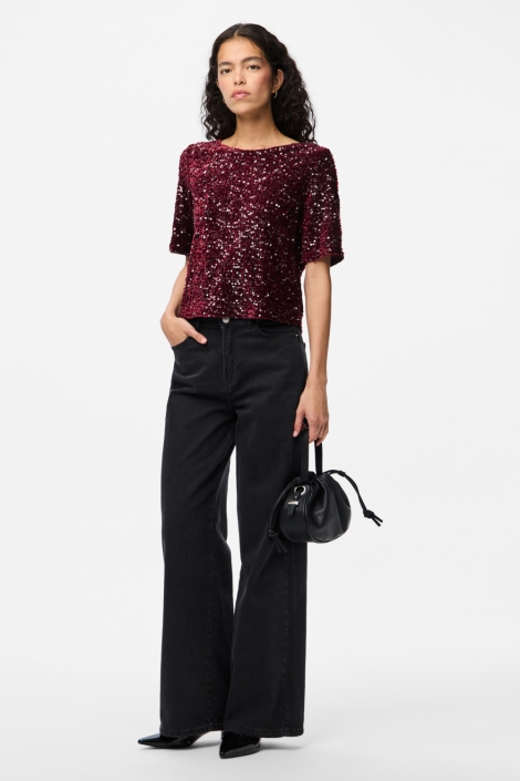 Pieces bordeaux dames t-shirt | Model