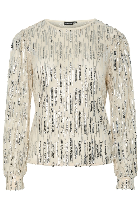 Pieces beige dames t-shirt | Vooraanzicht