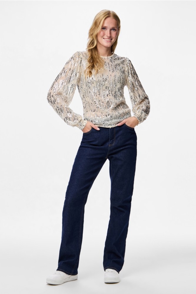 Pieces beige dames t-shirt | Model