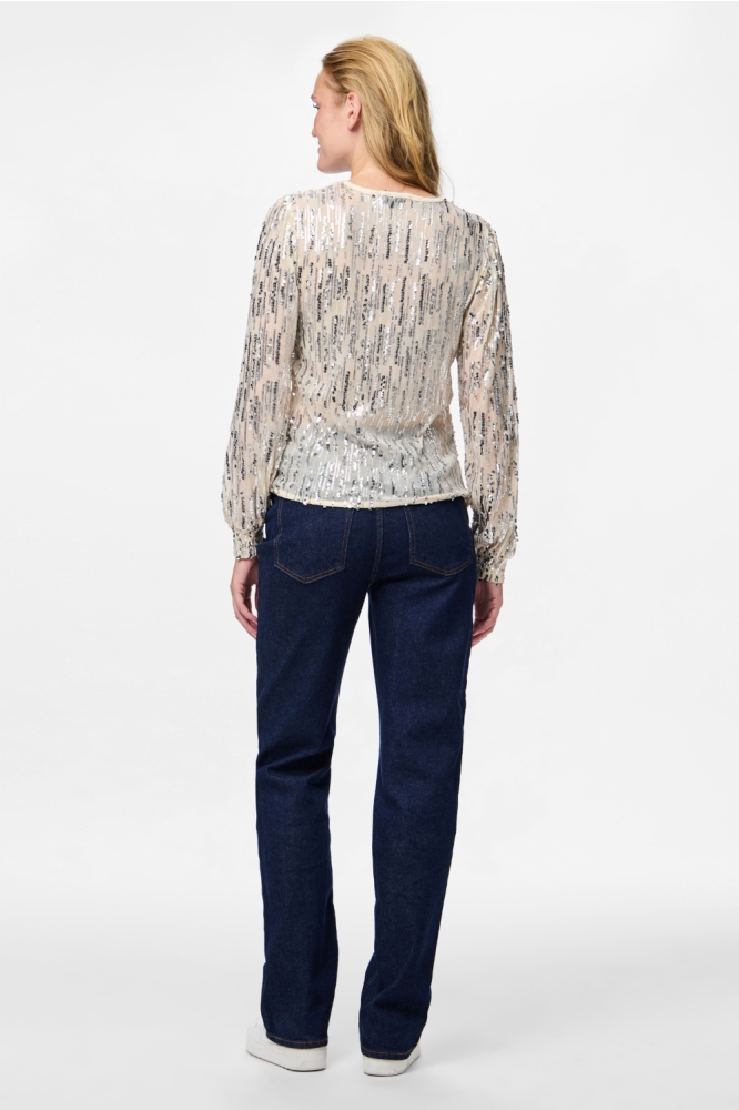 Pieces beige dames t-shirt | Model