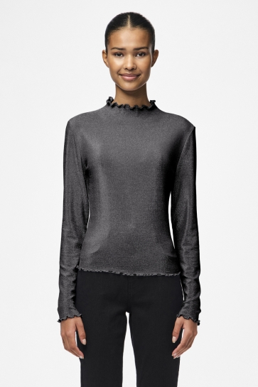 Pieces T-shirt PCSANDRA LS MOCKNECK TOP JRS 17143415 Black/SILVER LUR
