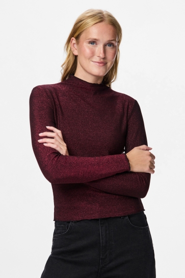 Pieces T-shirt PCSANDRA LS MOCKNECK TOP JRS 17143415 Beetroot Purple