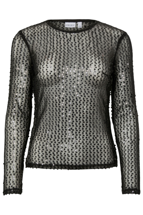 Pieces zwarte dames t-shirt | Vooraanzicht