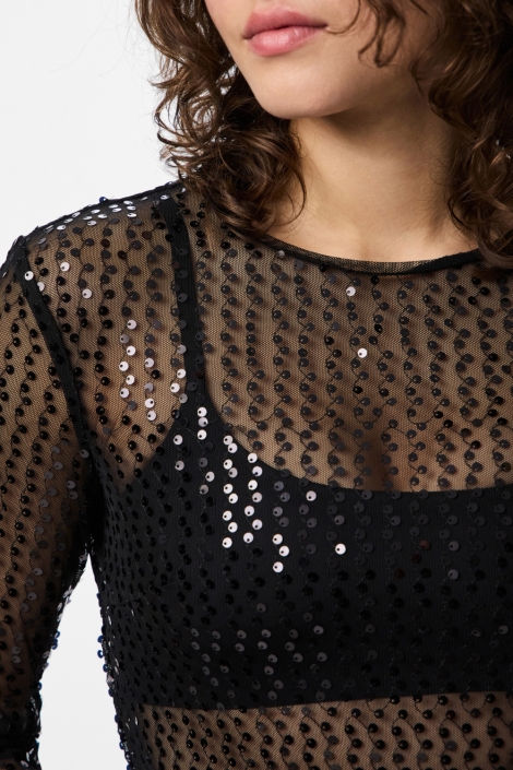 Pieces zwarte dames t-shirt | Close up