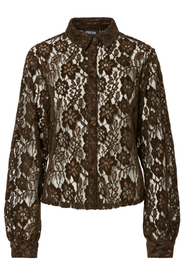 Pieces PCMOSELYN LS SHIRT WVN 17160870 HOT FUDGE