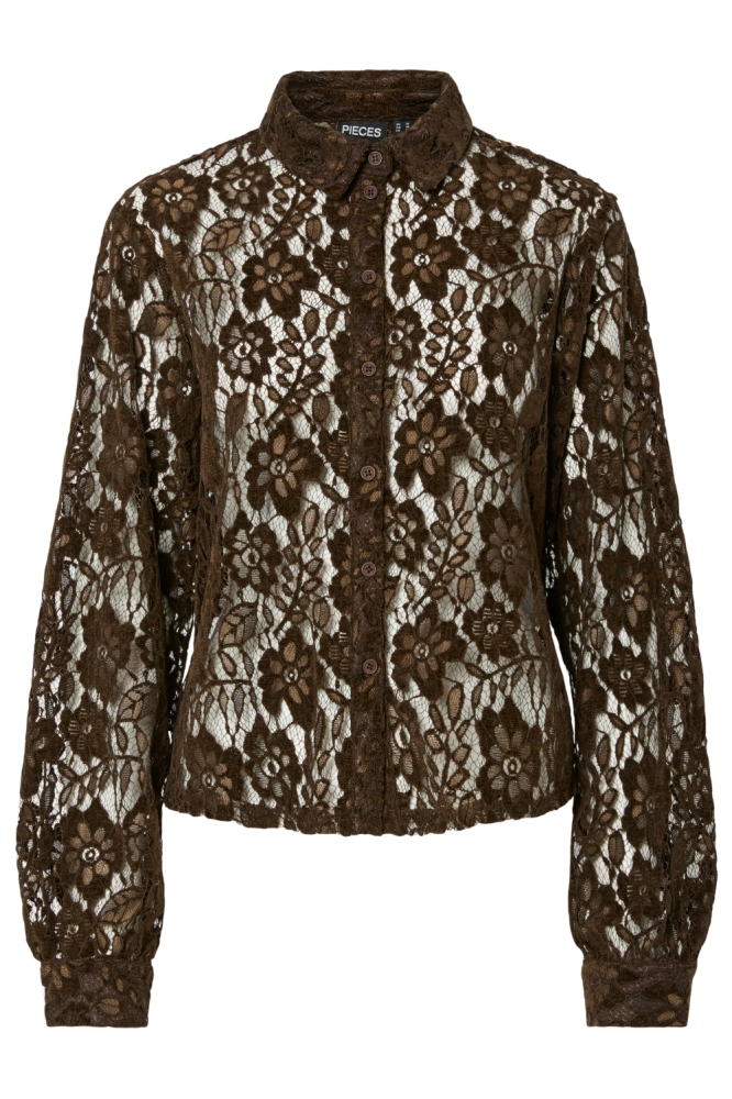 Pieces bruine dames blouse | Vooraanzicht