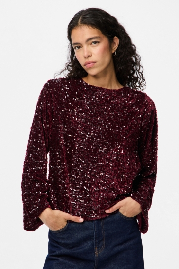 Pieces T-shirt PCKAM LS DEEP BACK BOW TOP JRS NOOS 17153626 TAWNY PORT