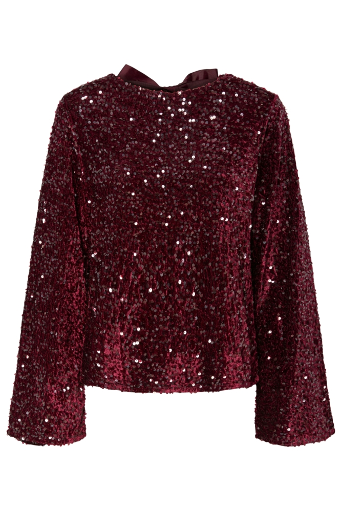 Pieces bordeaux dames t-shirt | Vooraanzicht