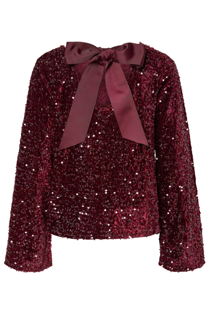 Pieces bordeaux dames t-shirt | Achteraanzicht