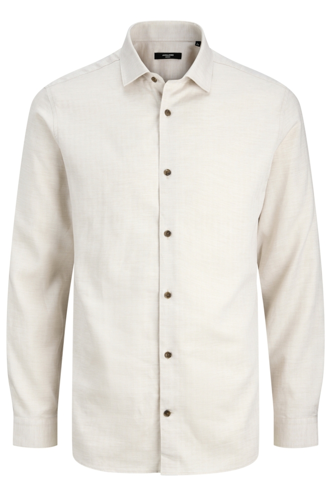 Jack & Jones beige heren overhemd | Vooraanzicht
