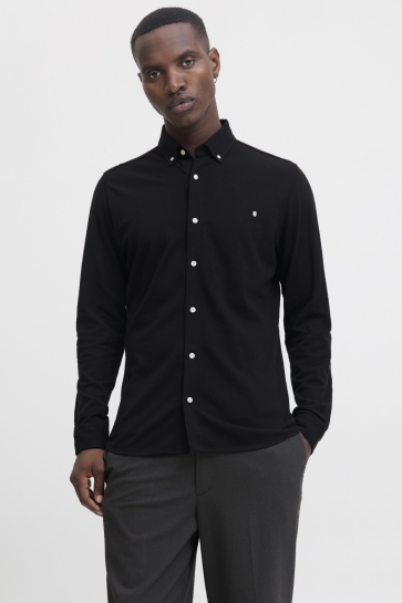 Jack & Jones JPRBLUBLAKE PIQUE DETAIL L/S SHIRT 12284463 BLACK