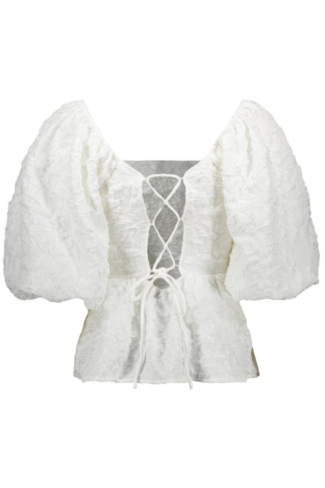 Pieces witte dames t-shirt | Achteraanzicht