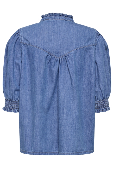 Only blauwe dames blouse | Achteraanzicht