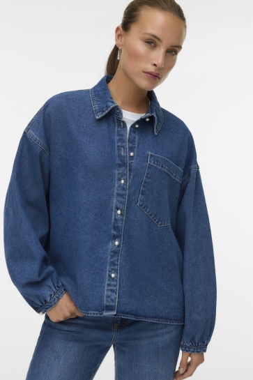 Vero Moda Blouse VMELORA LS DENIM SHIRT YO326 10334270 MEDIUM BLUE DENIM