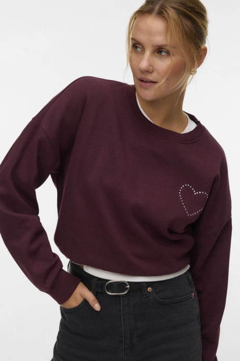 Vero Moda bordeaux dames sweater | Model vooraanzicht