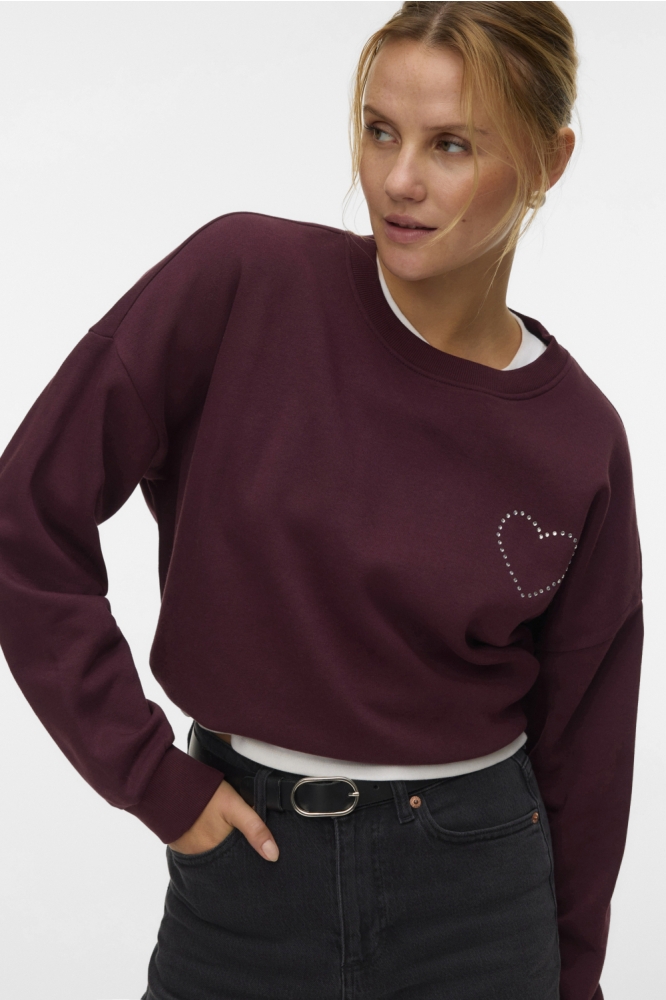 Vero Moda bordeaux dames sweater | Model vooraanzicht