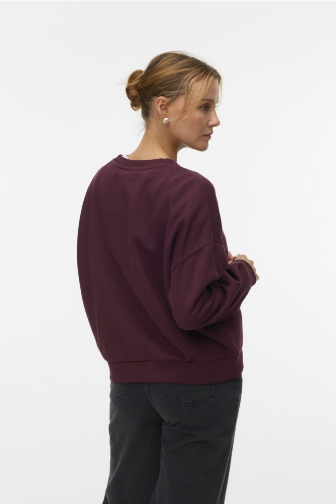 Vero Moda bordeaux dames sweater | Model achteraanzicht