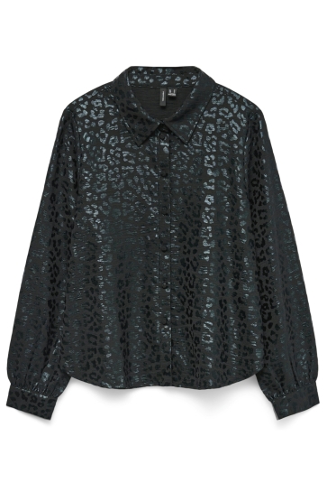 Vero Moda VMCARLA FOIL L/S SHIRT WVN GA 10335241 BLACK/BLACK LEO FOIL