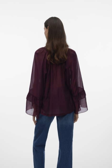 Vero Moda bordeaux dames blouse | Model achteraanzicht